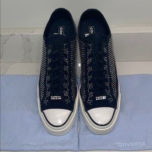 Converse Unisex Black and White Swarovski Crystal Studded Sneakers M 9.5/ W 11.5